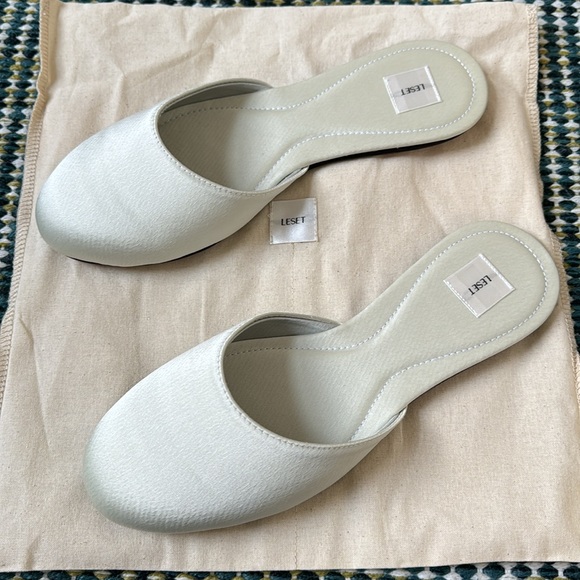 Leset Romy silk mules in celery, NWT, size 37 - Picture 3 of 5